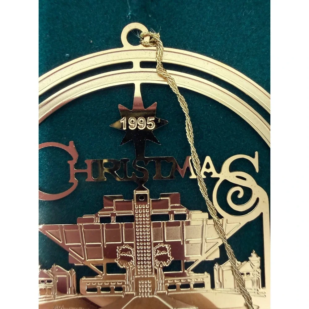 1995 Florida Easter Seal Society 24k Gold Plate St Petersburg Pier Ornament 1963